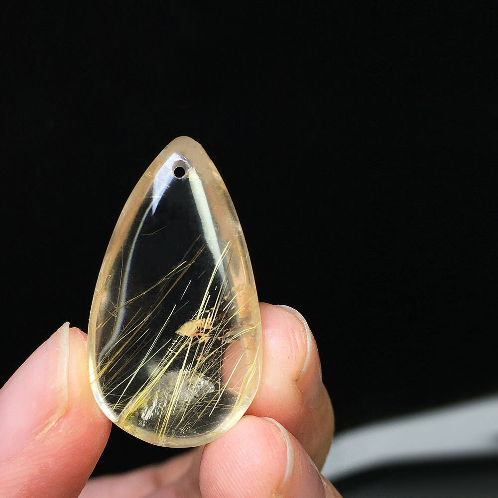 Yellow Citrine Hair Rutilated Quartz Polished Healing Crystal Gift