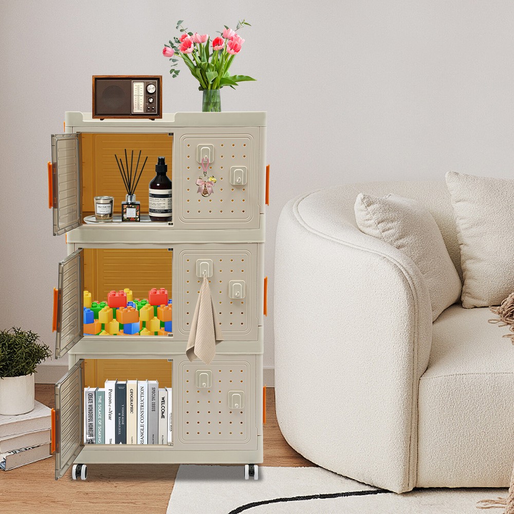 3-Tier Freestanding Storage Cabinet for Bathroom or Kitchen Pantry Organizer