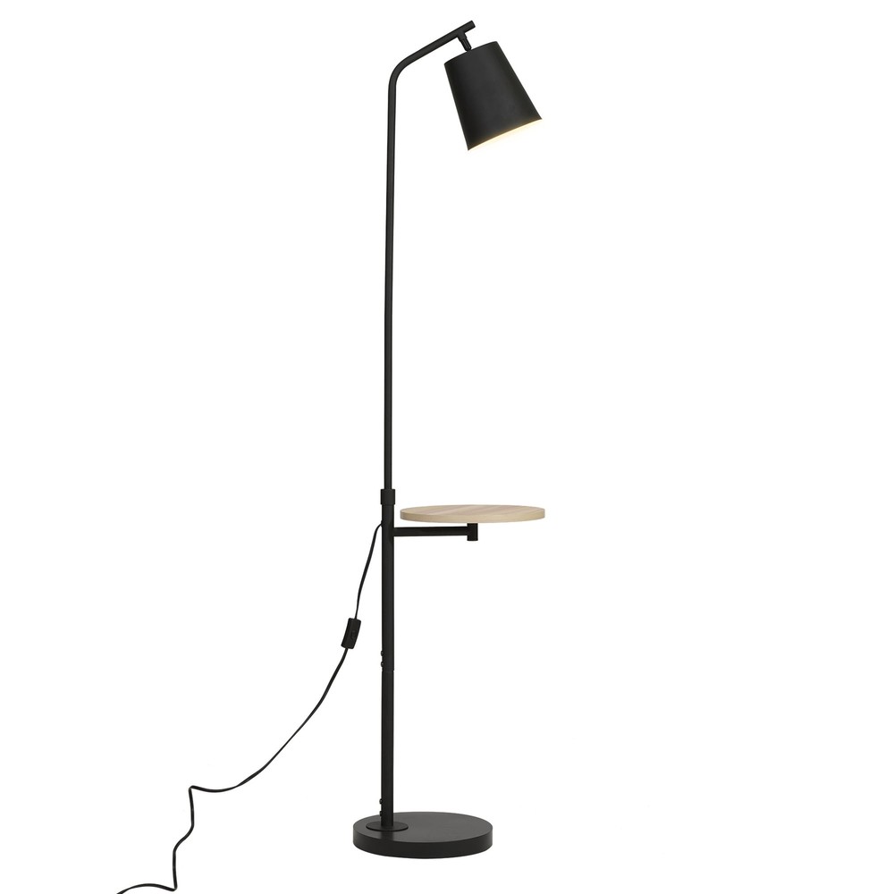 65-Inch Matte Black Adjustable Floor Lamp with Conical Shade
