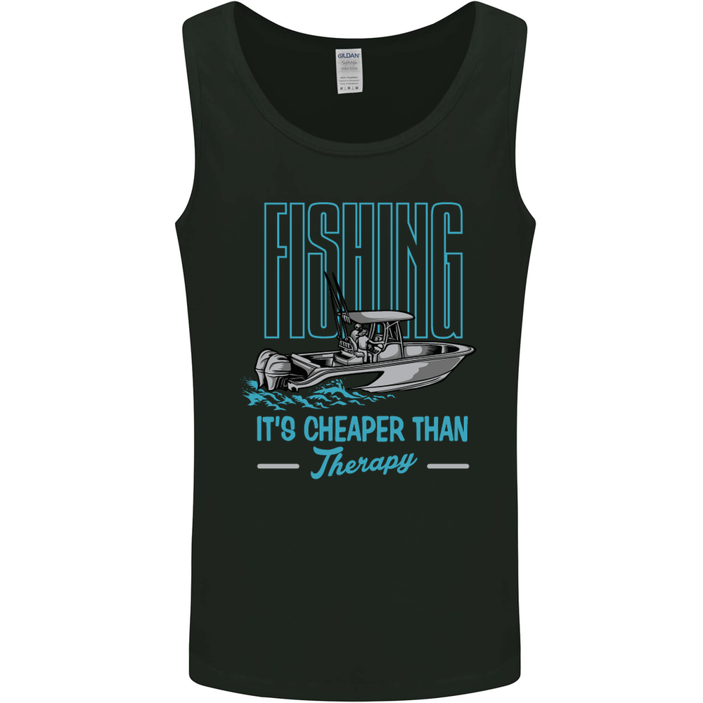 Fishing Its Cheaper Than Therapy Fisherman Mens Vest Tank Top