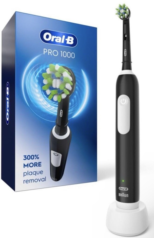 Oral-B Pro 1000 Crossaction Electric Rechargeable Toothbrush - Black