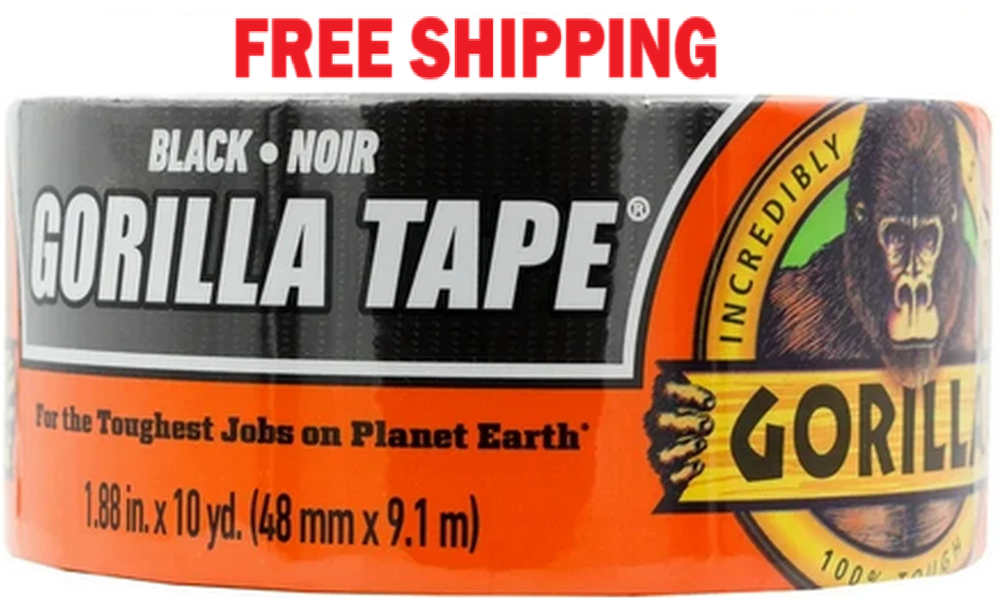 Gorilla Black 1.88 Inch X 10 Yard Duct Tape, Single Roll