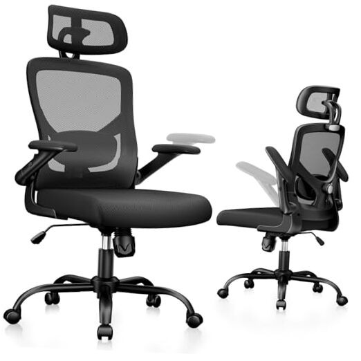 Ergonomic Office Chair High Back Ergonomic Desk Chair Adjustable Dark Black