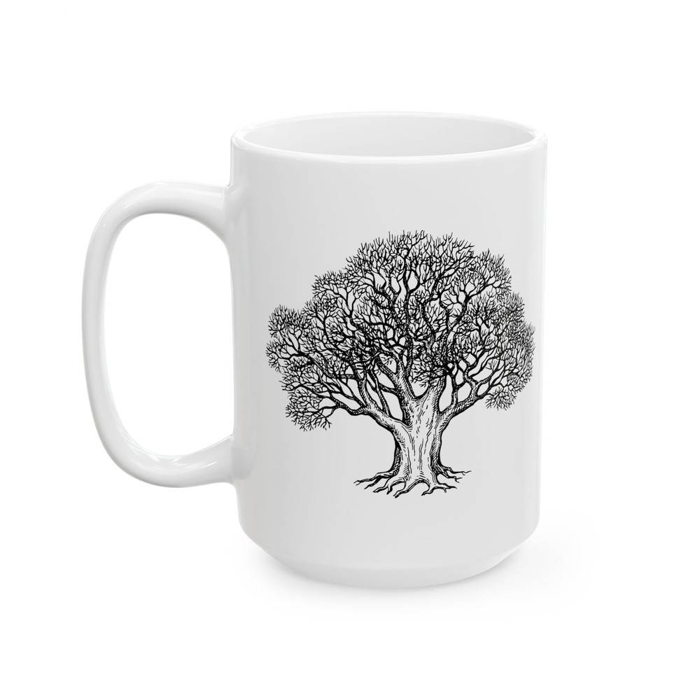Oak Tree Ceramic Mug for Nature Lovers - Botanical Coffee & Tea Cup for Plant Enthusiasts