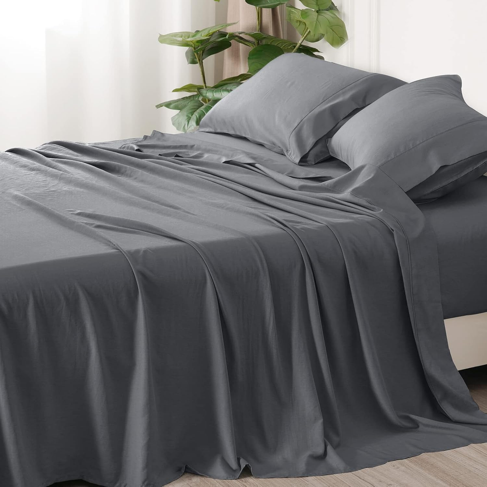 PHF Queen Size 4-Piece Cooling Bamboo Sheet Set Silky Soft Viscose