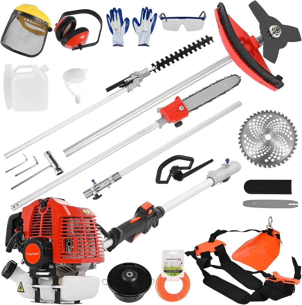 52cc Cordless Petrol Hedge & Grass Trimmer - 5-in-1 Multi Tool