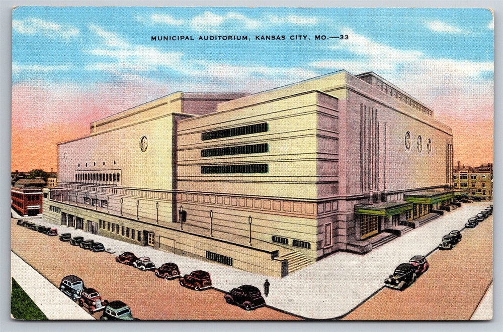 Municipal Auditorium Kansas City MO C1940s Linen Postcard S23