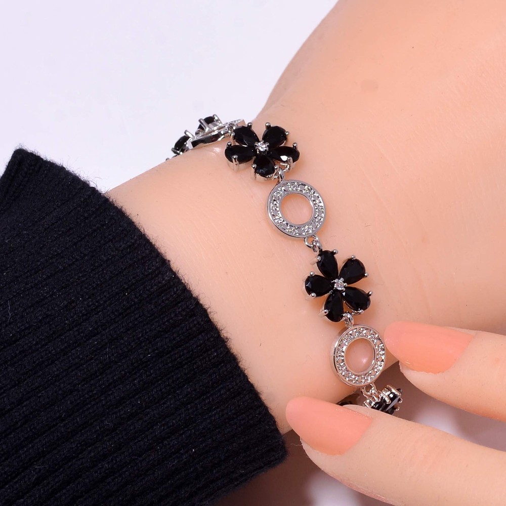 Black Onyx Cubic Zirconia 925 Sterling Silver Tennis Bracelet 7.99 B973574311