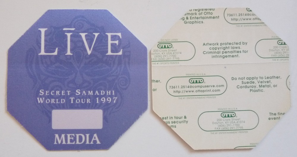 LIVE Secret Samadhi 1997 Concert Tour Media Backstage Pass D7