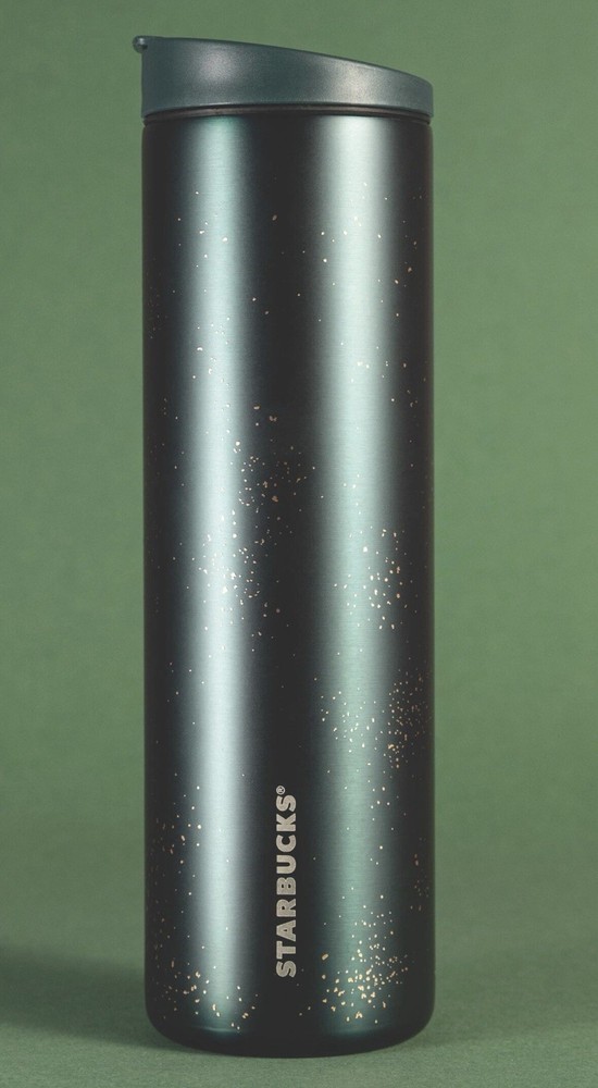 NWT Starbucks 2025 Dark Green w/Gold Speckles Stainless Steel Tumbler