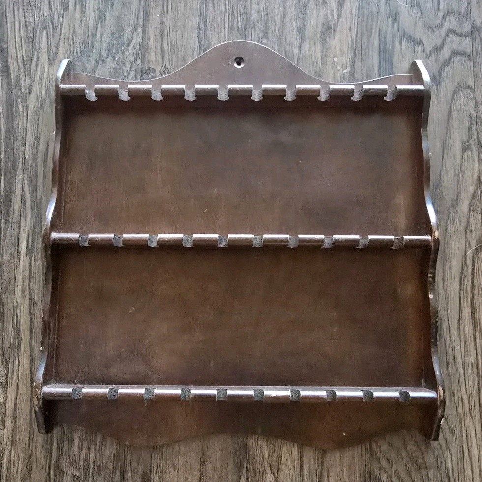 Vintage 1970's Collector Spoon Wood Rack Holds 30 collector Spoons Wall Display