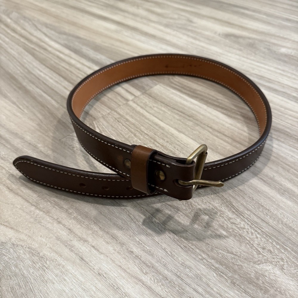 Dillon Leather DP Brown Heavy Duty Leather Belt Sz 36 Made In USA Brass