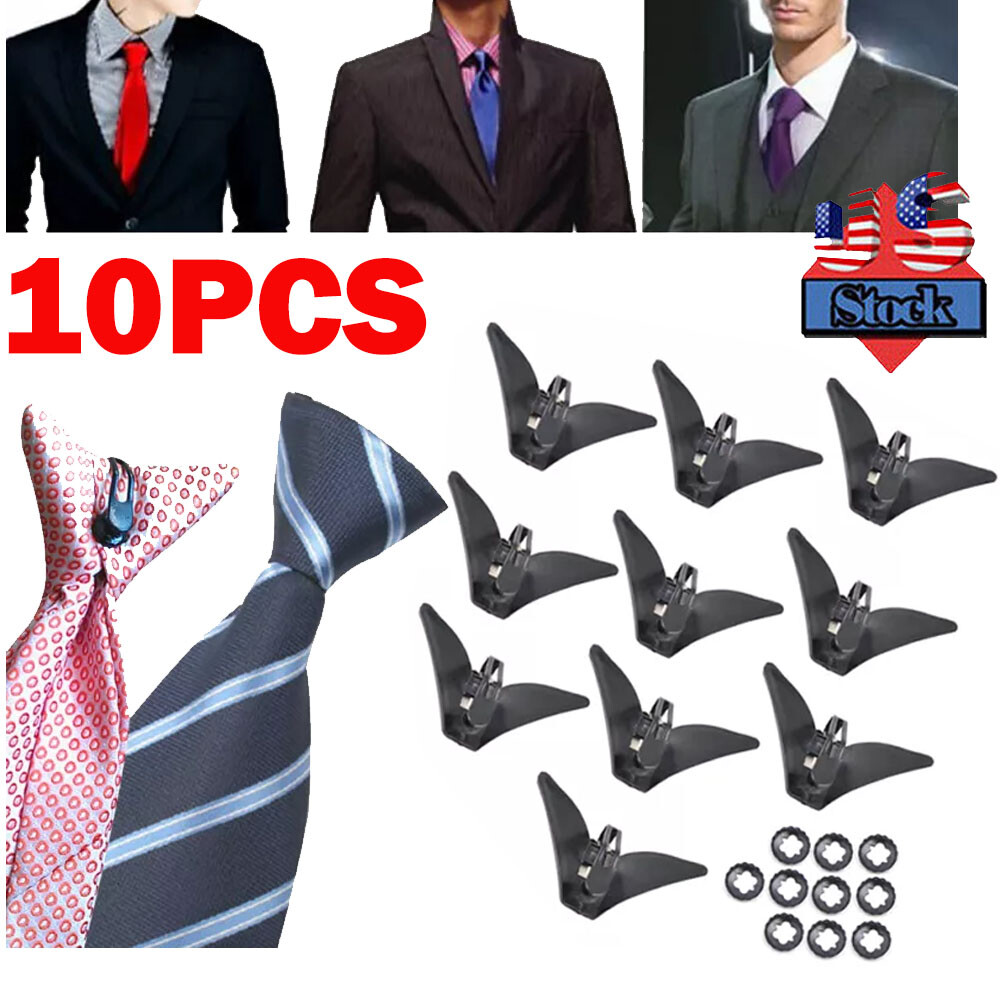 10pcs Black Plastic Triangle Clips For Tie Necktie Clasp Men Accessories HOT