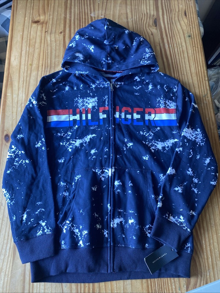Tommy Hilfiger Boys Tie Dye Full Zip Hoodie Jacket Size L 16/18 NWT $44