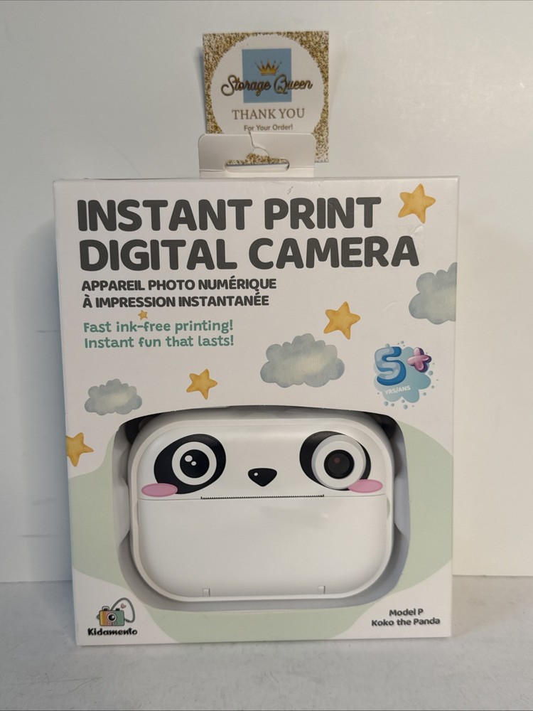 Kidamento Model P Koko Panda White Instant Print Digital Camera for Kids