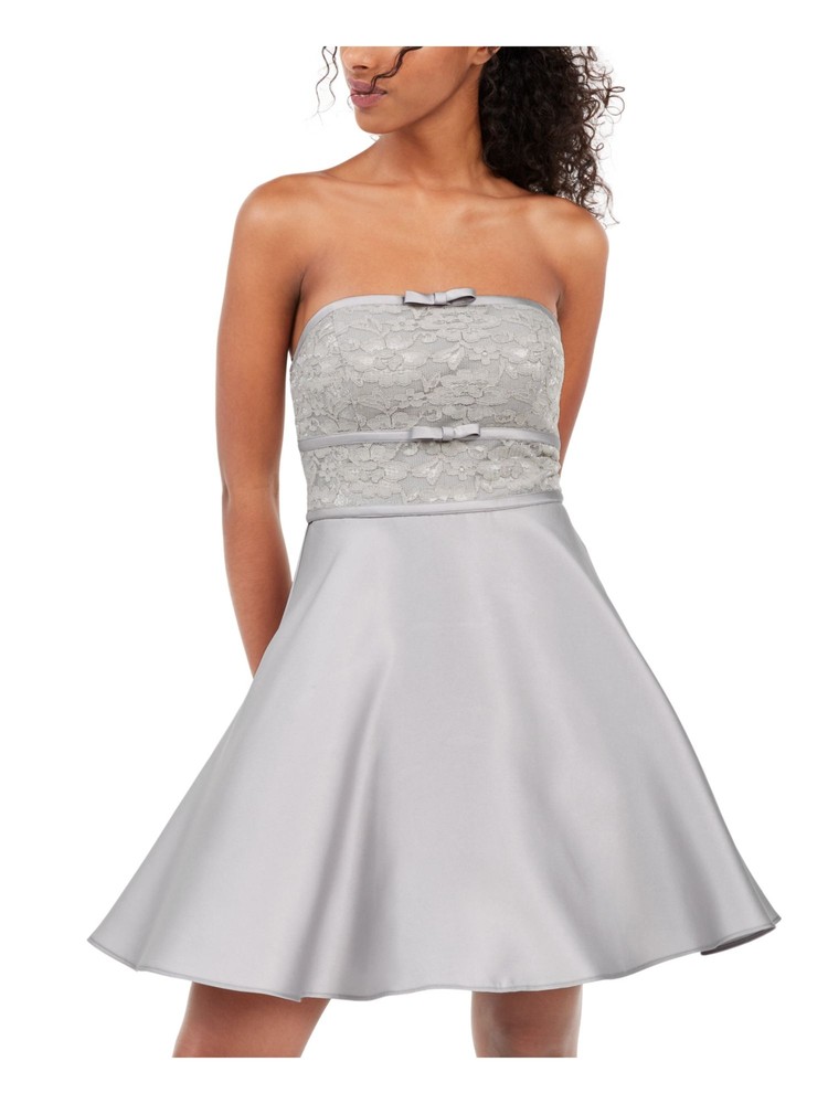 CITY STUDIO Womens Gray Sleeveless Strapless Short Party Fit + Flare Dress 11