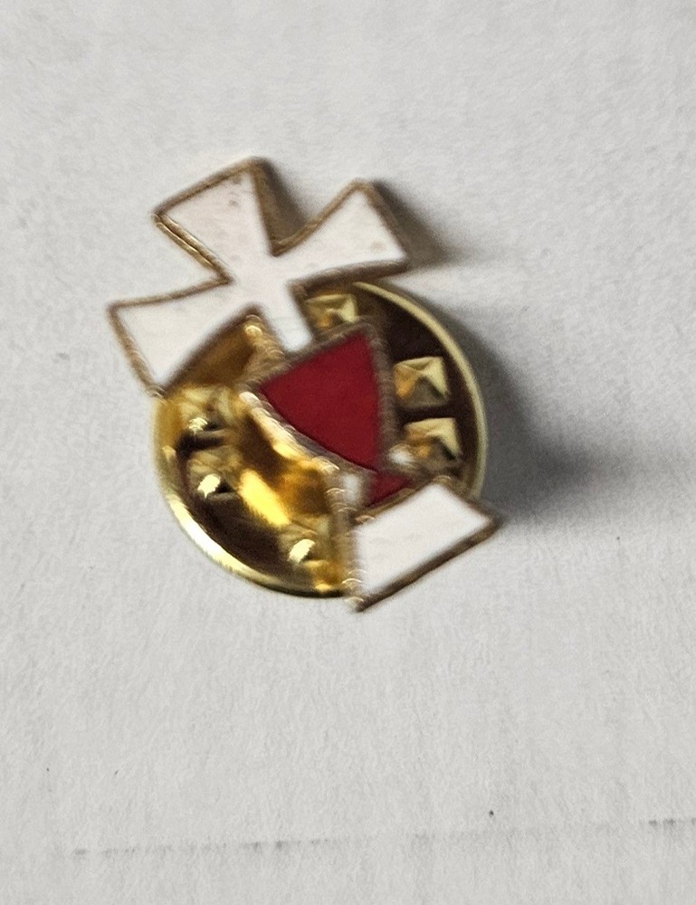 Christian Cross and Chalice Pinback Button Religious Symbol Enamel Lapel Pin