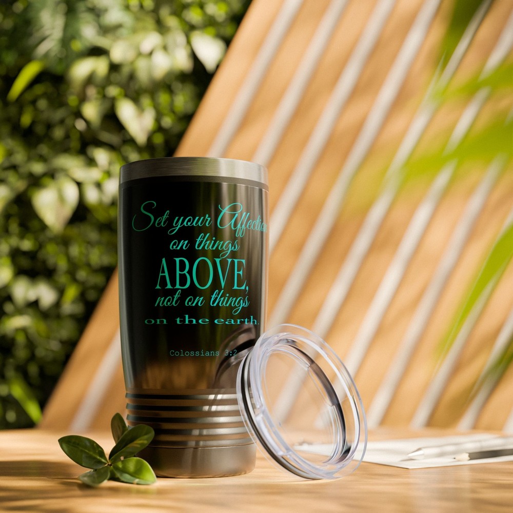 ‎𐤉𐤄𐤅𐤄   Ringneck Tumbler - Colossians 3:2, Travel Mug, Gift