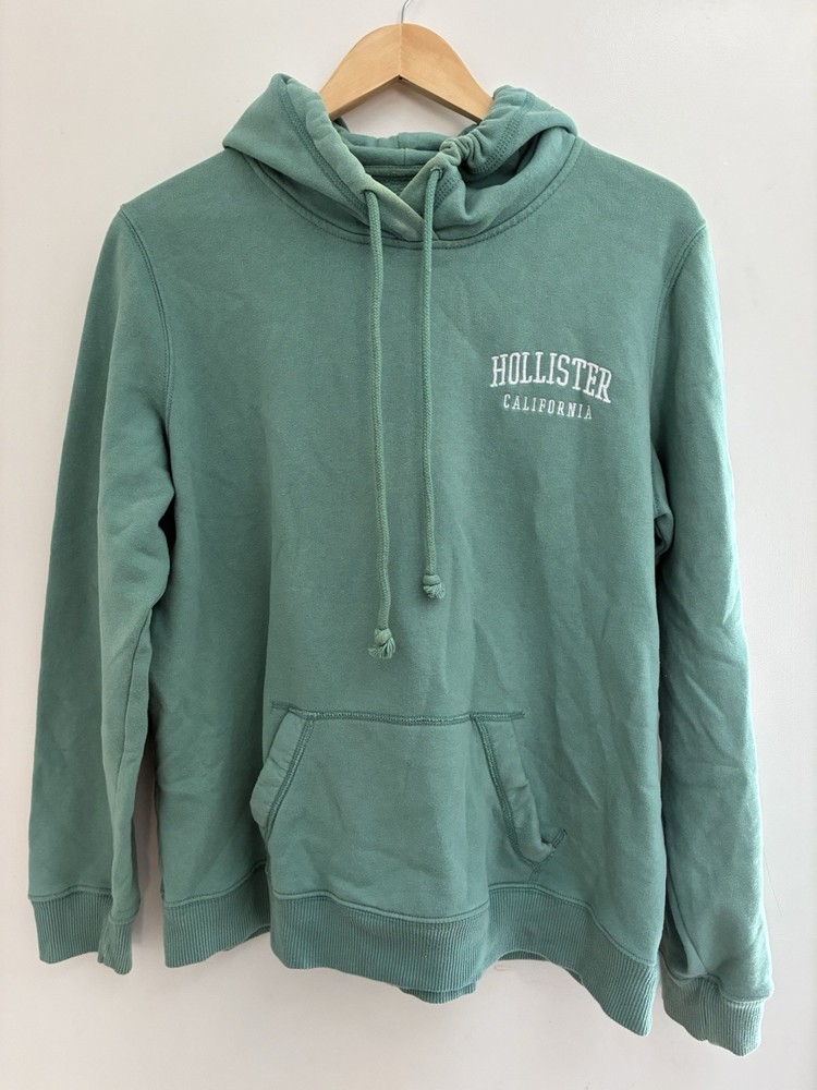 Hollister Womens Solid Green Embroidered Logo Cozy Pullover Long Sleeve Hoodie L