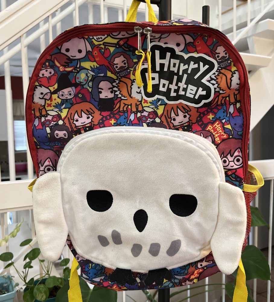 Harry Potter Soft Hedwig Backpack with Chibi Characters & Front Clips  