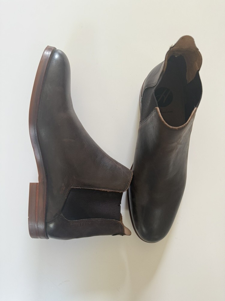 Hudson London Mens Size 45 Brown Chelsea Boots Casual Pull On Ankle Flats
