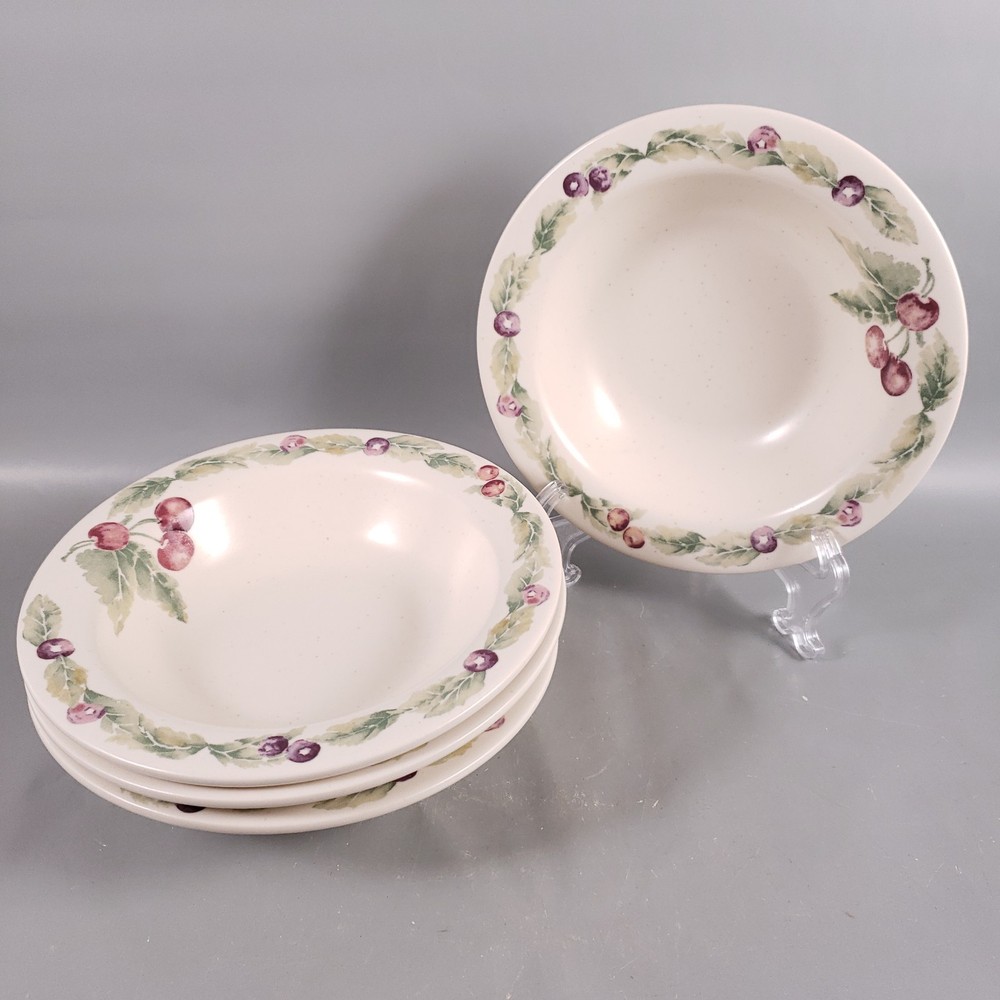 Pfaltzgraff Stoneware Jamberry Cherry Berry Soup and Cereal Bowl Set  