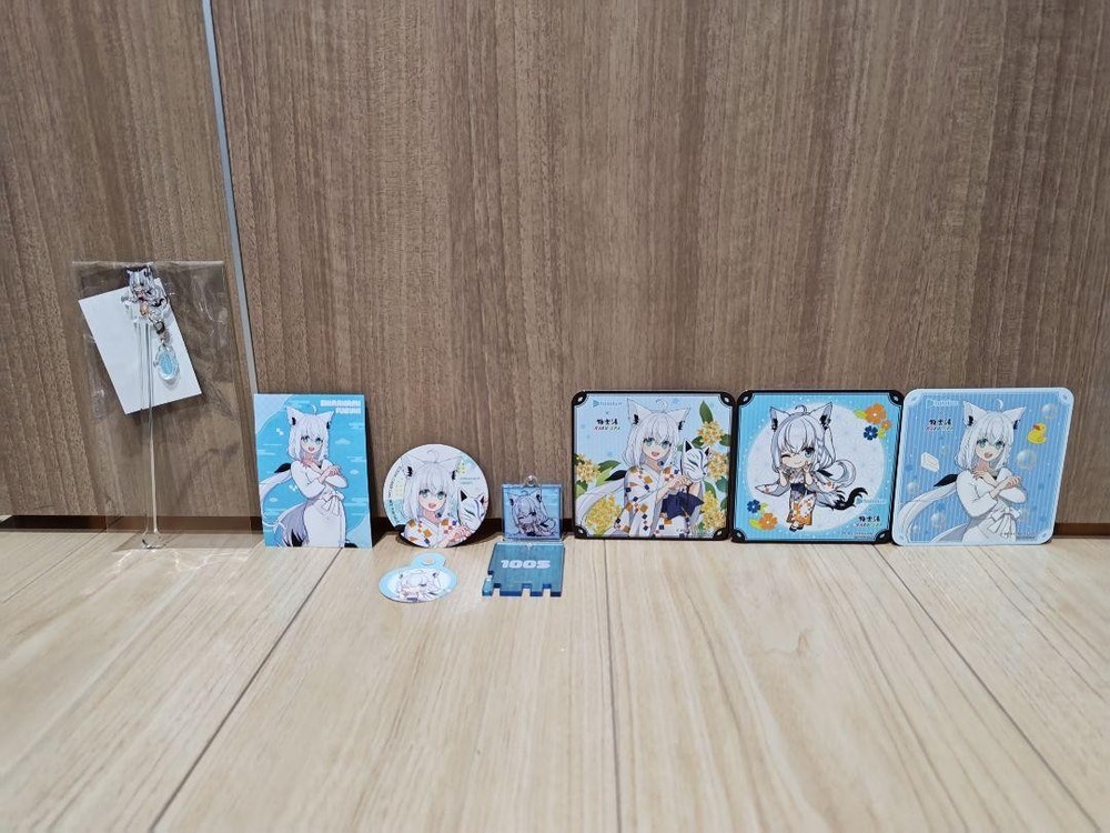 Hololive Fubuki Shirakami 9-Piece Lot with Pins Coasters Keychains Pre-Owned