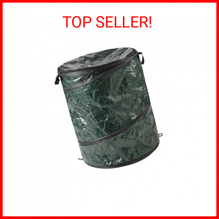Wakeman Collapsible Trash Can - Pop Up 44-Gallon Outdoor Portable Garbage Bag Ho
