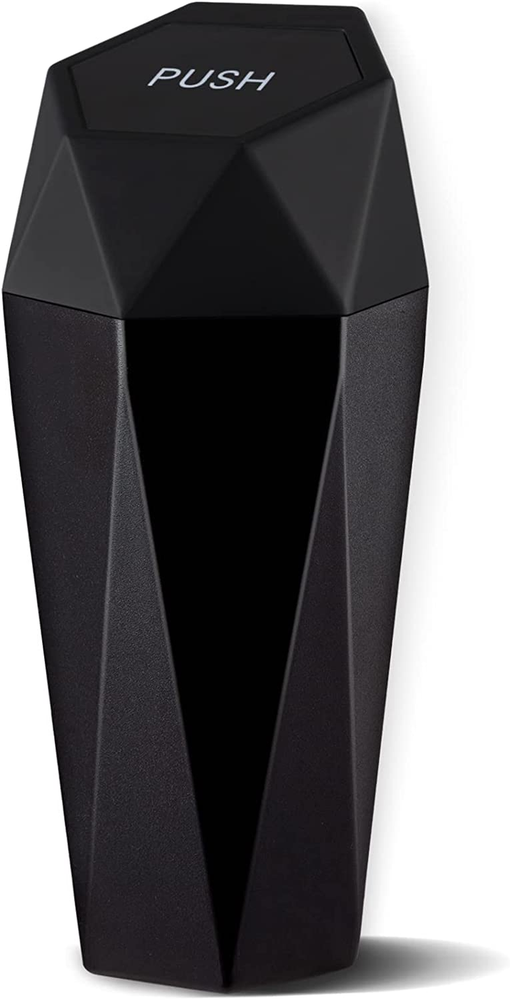 JUSTTOP Car Trash Can with Lid, Diamond Design Small Automatic Portable Trash Ca