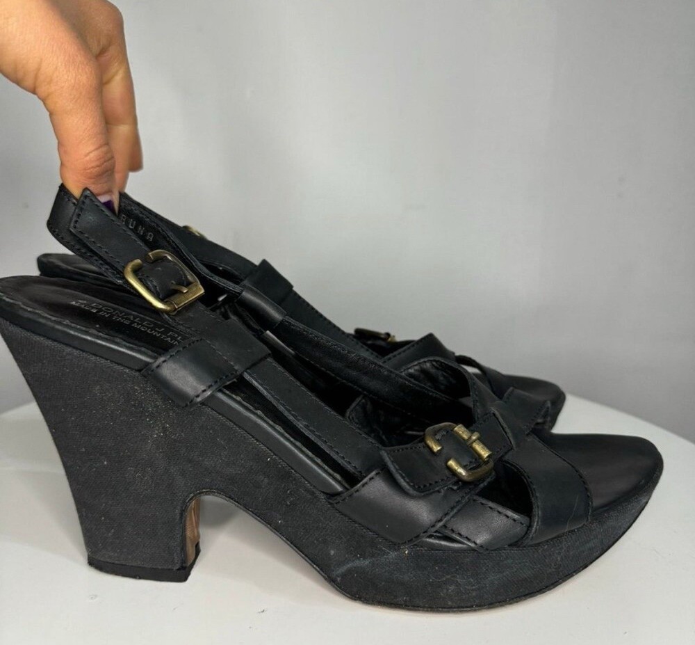 Couture Donald J Pliner Black Strappy Platform Heels Size 10M Italian Made