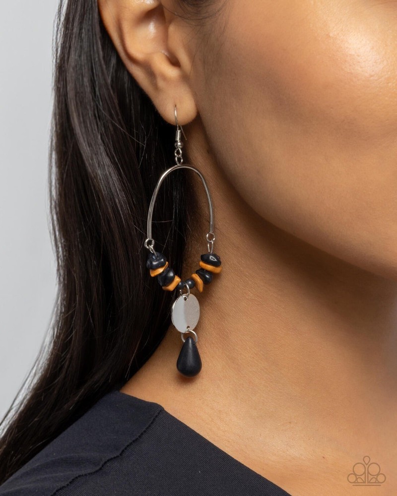 New Paparazzi Jewelry-Suspended Santa Fe Earring-Black