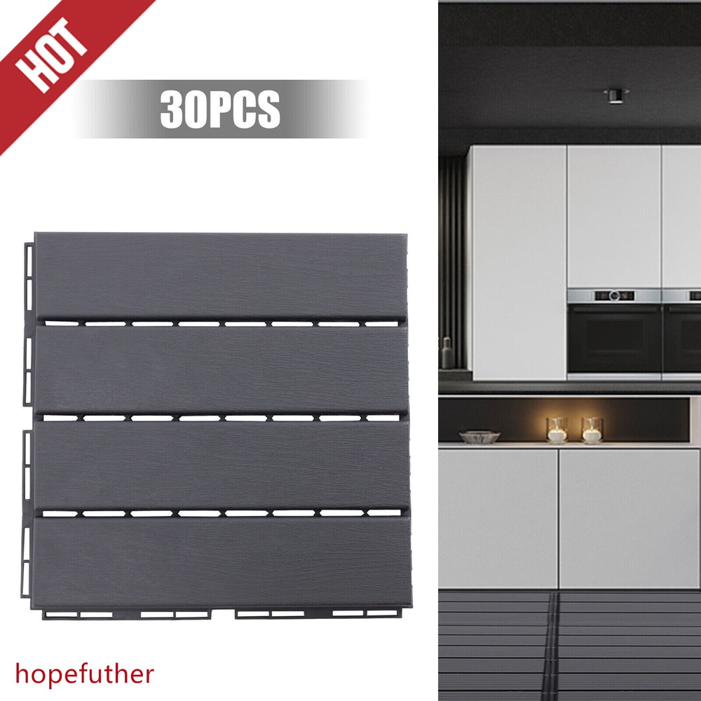 30Pcs 12-Inch Interlocking PP Plastic Deck Tiles for Patio Flooring