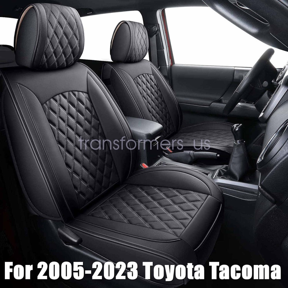 Car Front Rear Leather Seat Cover Protector Full Set For 2005-2023 Toyota Tacoma