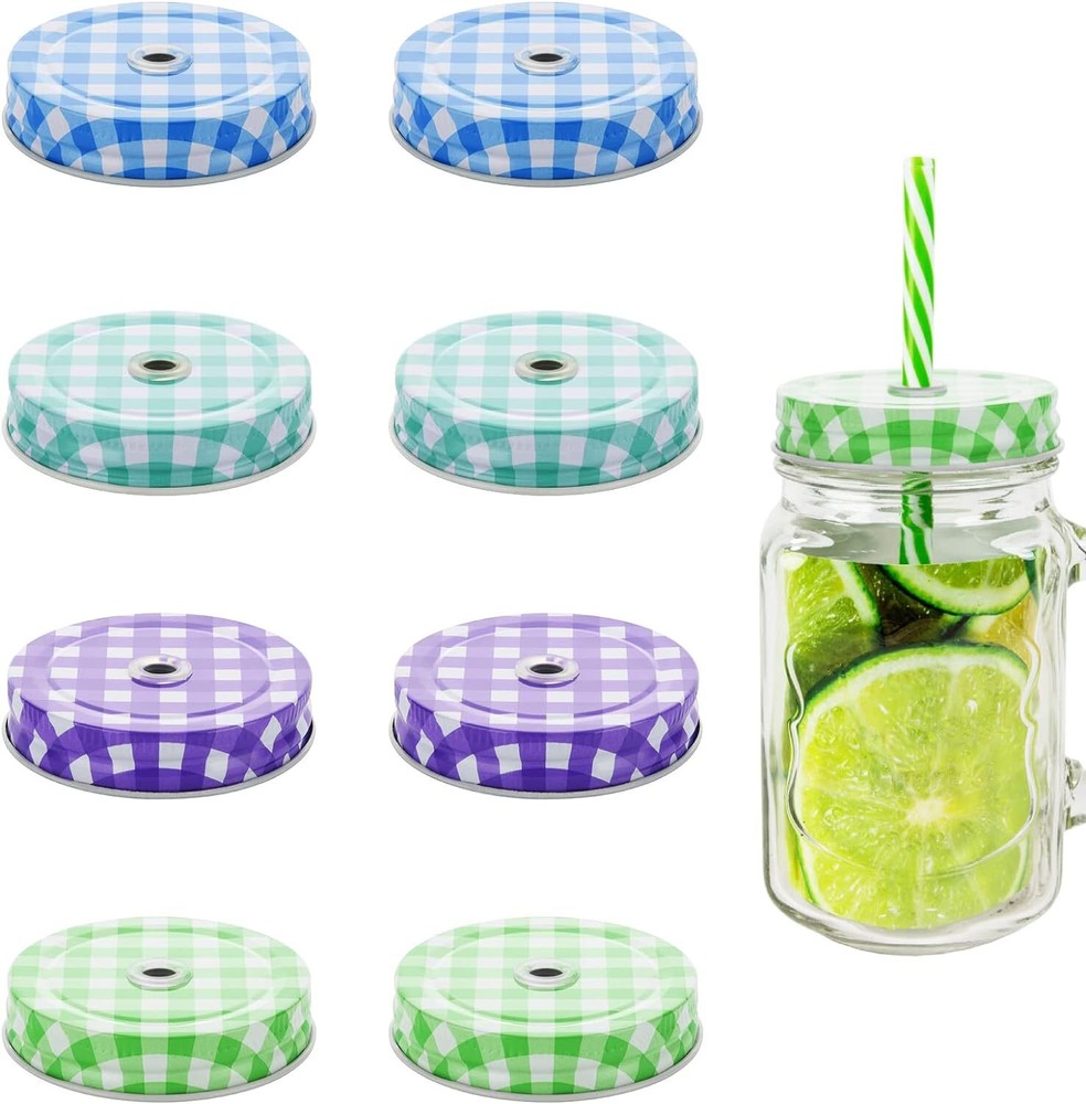 Cosmos 8 Pcs Regular Mouth Mason Jar Lids 8 Count (Pack of 1), Multicolor