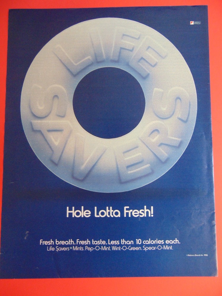 1986 LIFE SAVERS HOLE LOTTA FRESH! photo art print ad