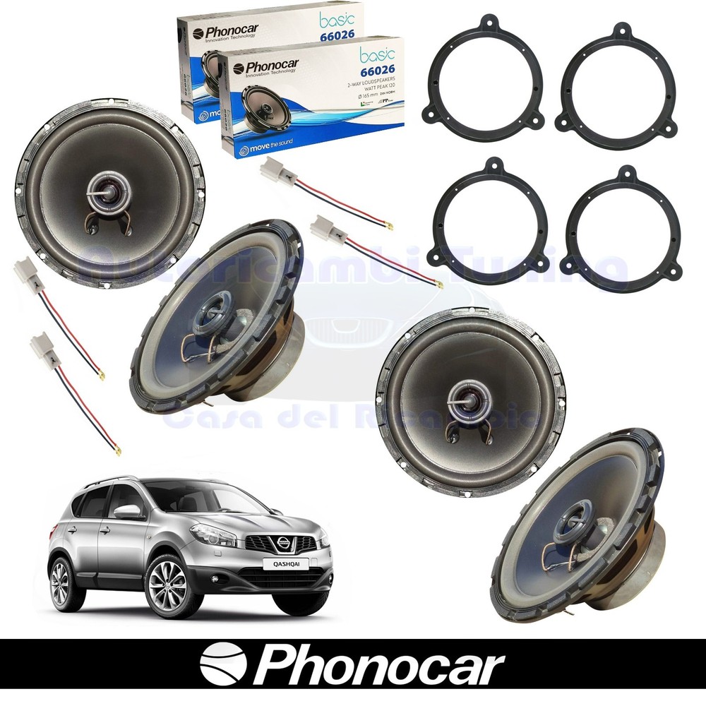 PHONOCAR 66026 Ant Post Coax Speakers 165mm 60w for Nissan Qashqai