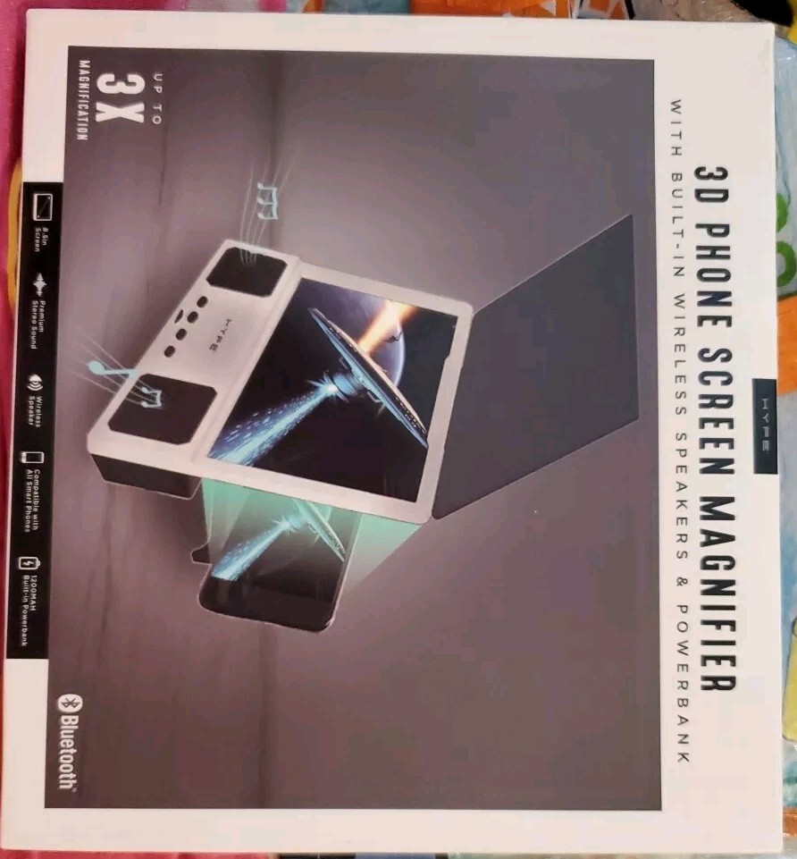 3D Phone Screen Magnifier Built-in Wireless Speakers Powerbank Bluetooth New