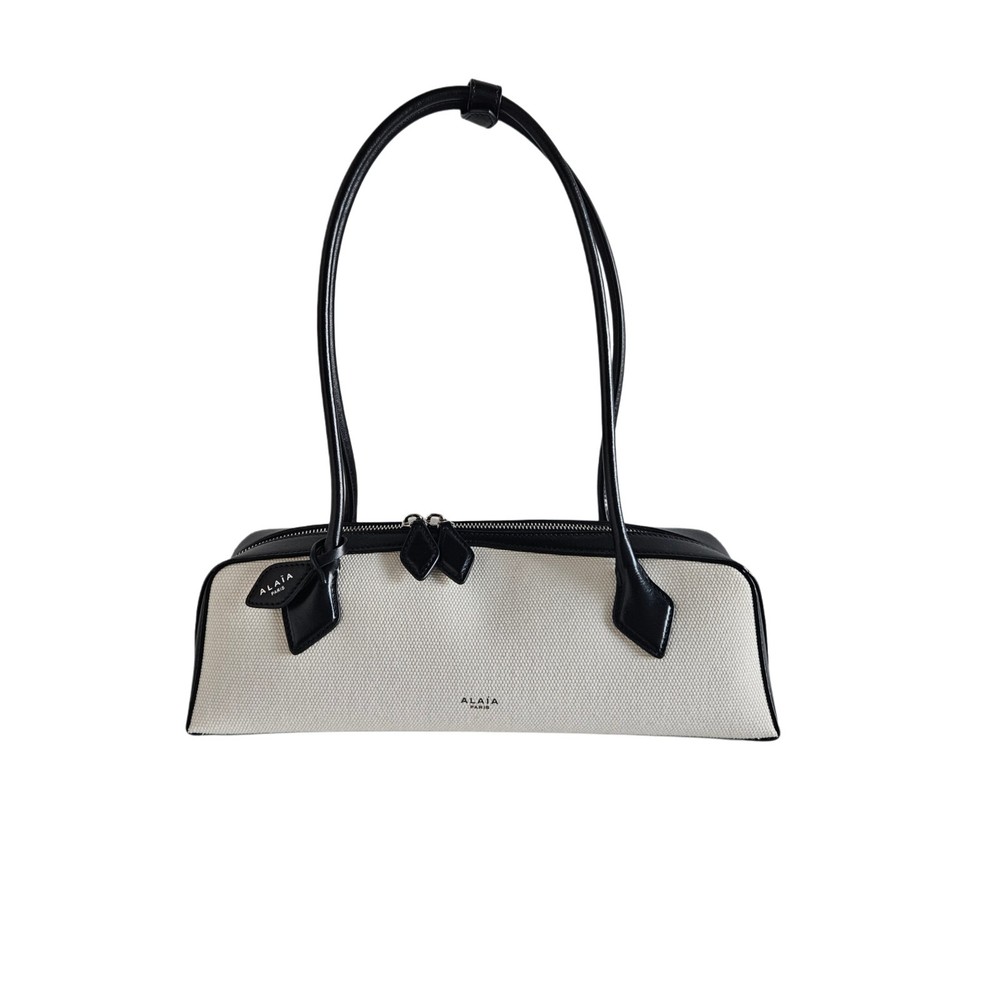 Alaia Black/Beige Canvas & Leather Le Teckel Shoulder Bag