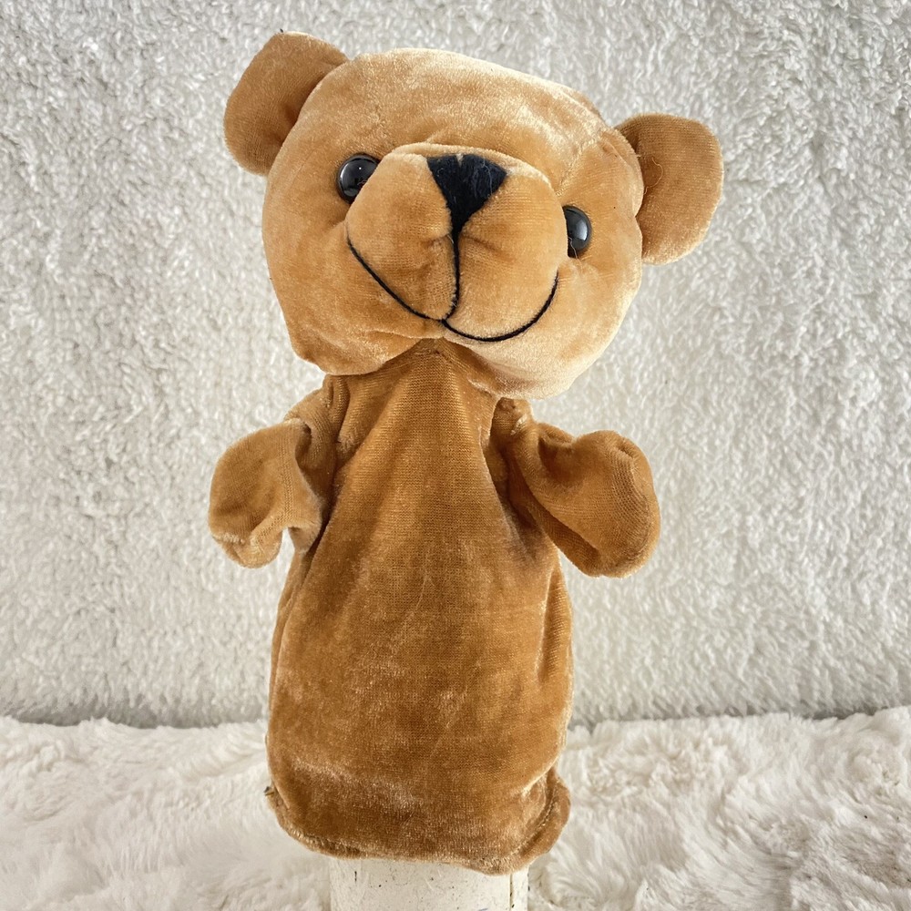 Vintage Goffa 9” Teddy Bear Plush Brown Hand Puppet stuffed toy