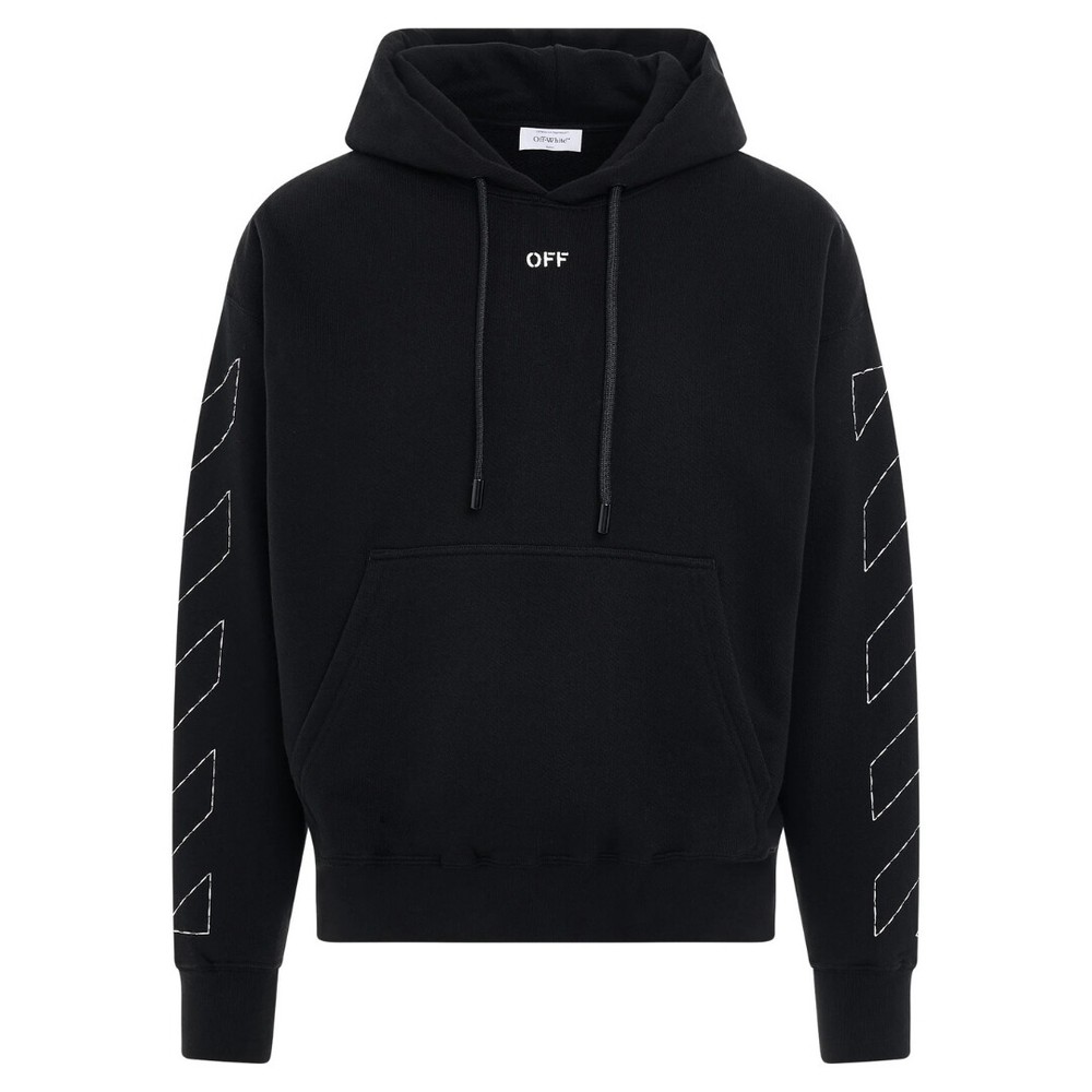Off-White Off Stitch Diag Design Skate Fit Black Hoodie