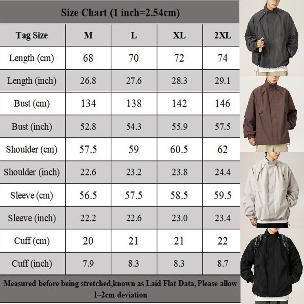 Slim Stand Collar Men’s Water-Resistant Coat for Outdoor Activities  