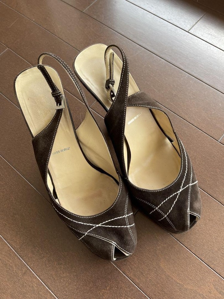 Prada Women's Brown Suede Open Toe Slingback Heels 6.0 US/4 UK /Used