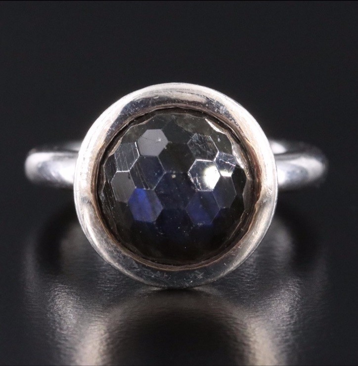 Shamila Sterling Silver Labradorite Faceted Ring Size 8