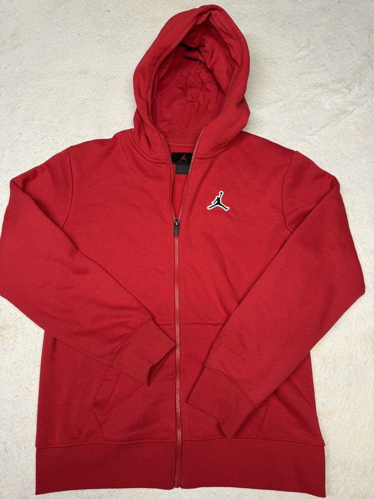 Air Jordan Essentials Youth Red Full Zip Fleece Hoodie Size XL EUC