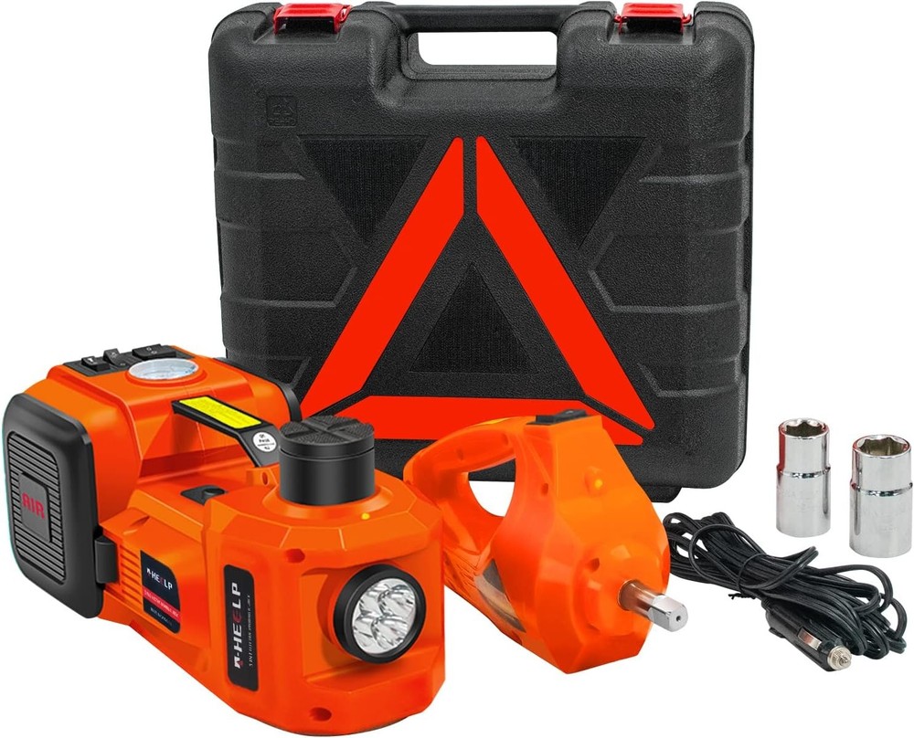 E-HEELP Electric Car Jack Kit 5Ton 12V Hydraulic Orange Jack+Wrench