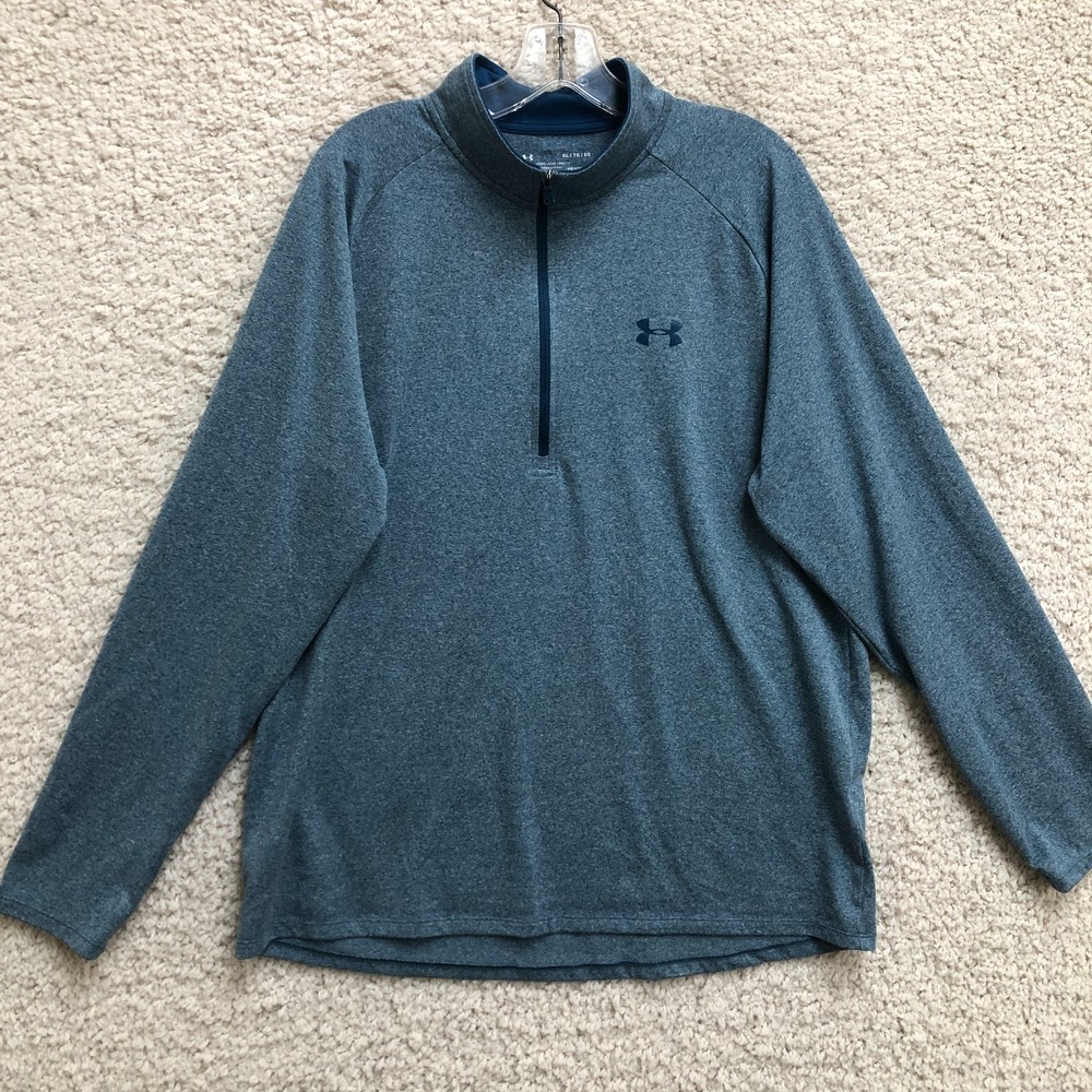 Under Armour Shirt Extra Large Adult Blue Loose Heatgear 1/4 Zip Pullover Men XL