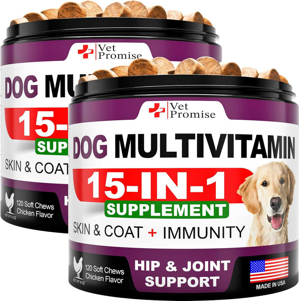 (2 Pack) Dog Multivitamin Chewable with Glucosamine - Dog Vitamins and Supplemen