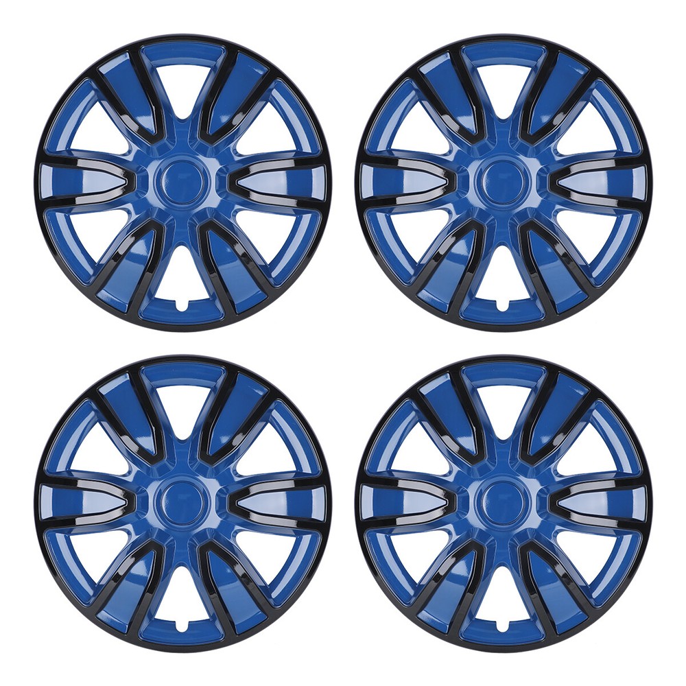 4-Pack 15-Inch Universal Black & Blue Hubcaps for R15 SUV Wheels Snap-On Covers
