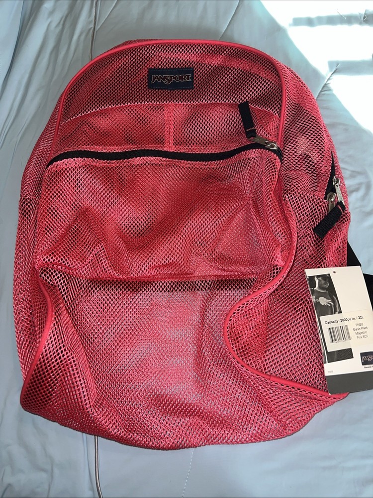 Jansport Clear Mesh Pink Backpack 32L Stylish Large for School New-image