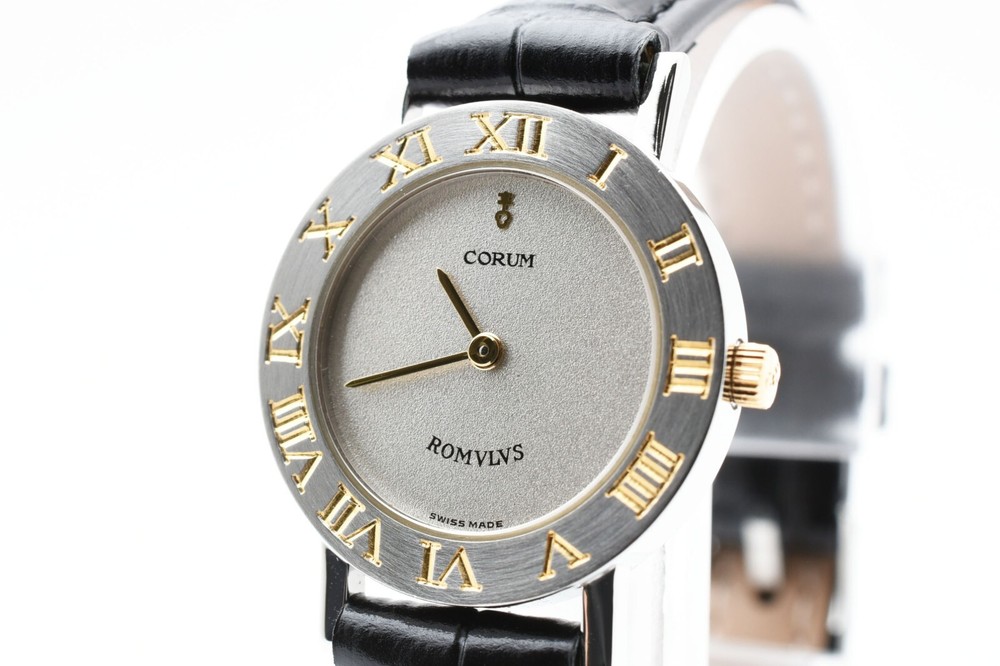 CORUM Romvlvs 24.101.21 Women's 24mm Silver Gold Black Swiss Quartz JAPAN